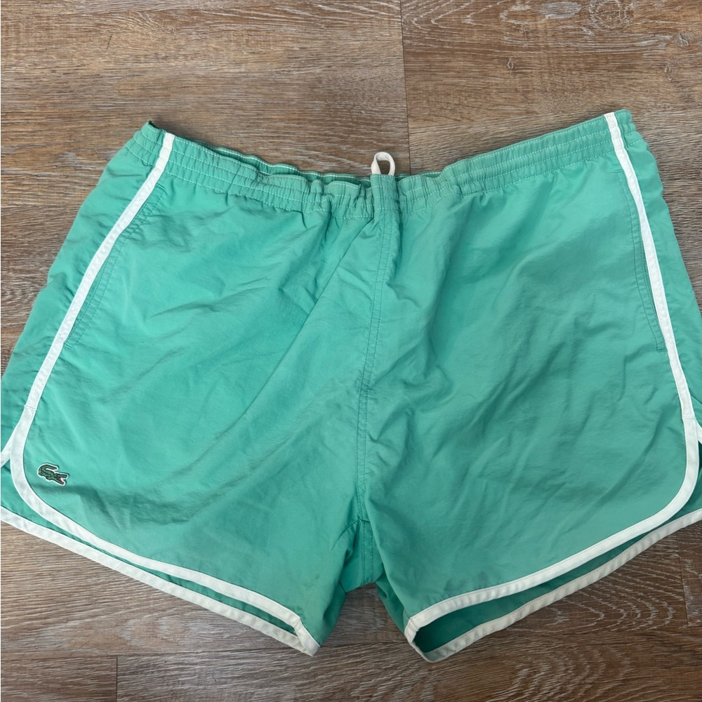 Lacoste Green Swim Trunks with Classic Athletic Trim